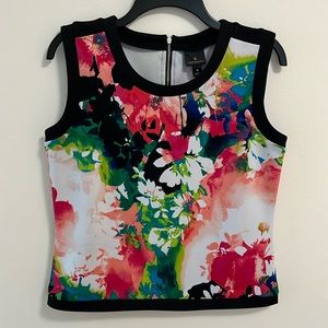 sleeveless tank top shirt women’s size medium summer floral colorful popover